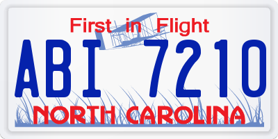 NC license plate ABI7210