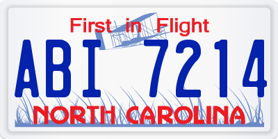 NC license plate ABI7214
