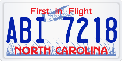 NC license plate ABI7218