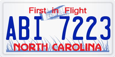 NC license plate ABI7223