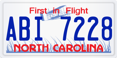 NC license plate ABI7228