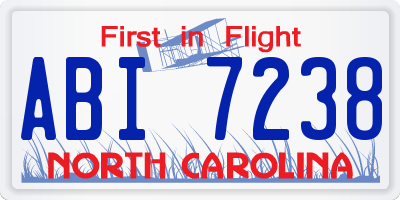 NC license plate ABI7238
