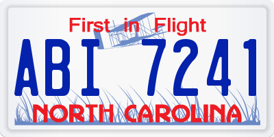 NC license plate ABI7241