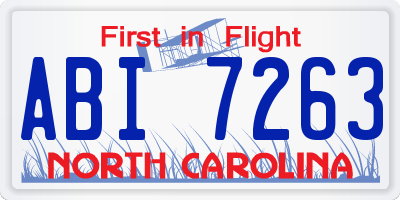 NC license plate ABI7263