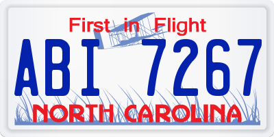 NC license plate ABI7267
