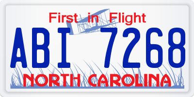 NC license plate ABI7268