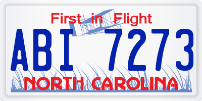 NC license plate ABI7273