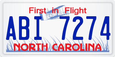 NC license plate ABI7274