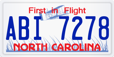 NC license plate ABI7278