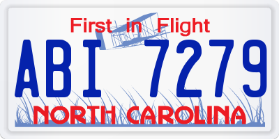 NC license plate ABI7279