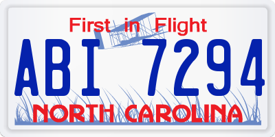 NC license plate ABI7294