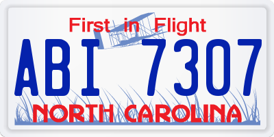 NC license plate ABI7307