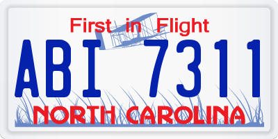 NC license plate ABI7311