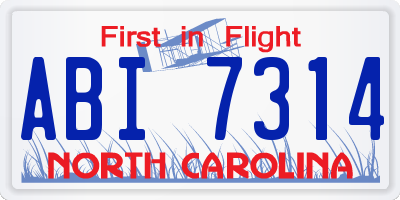NC license plate ABI7314