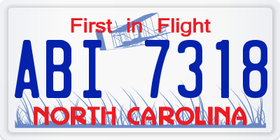 NC license plate ABI7318