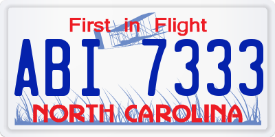 NC license plate ABI7333