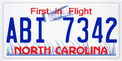 NC license plate ABI7342