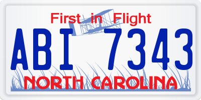 NC license plate ABI7343