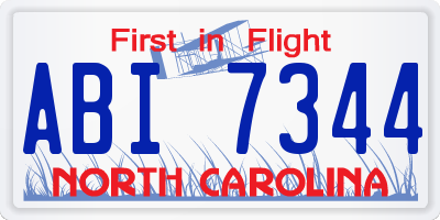 NC license plate ABI7344