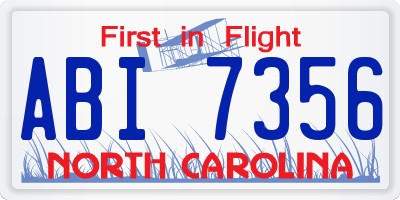 NC license plate ABI7356