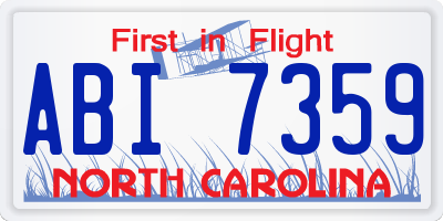 NC license plate ABI7359