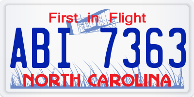 NC license plate ABI7363