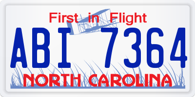 NC license plate ABI7364