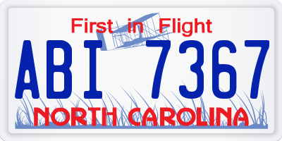 NC license plate ABI7367