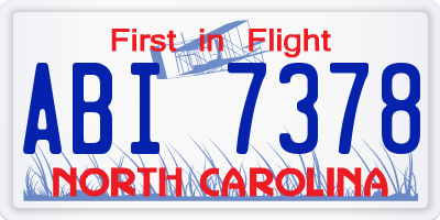 NC license plate ABI7378