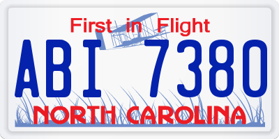 NC license plate ABI7380