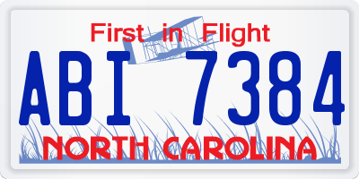 NC license plate ABI7384