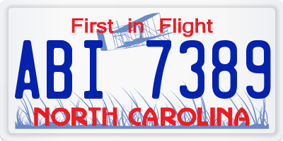 NC license plate ABI7389