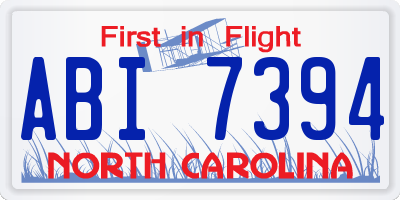 NC license plate ABI7394