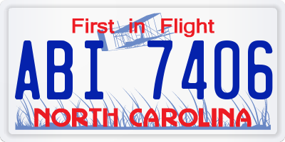 NC license plate ABI7406