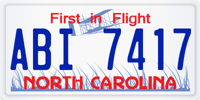 NC license plate ABI7417