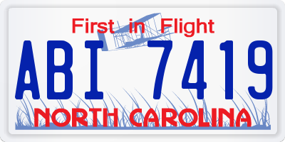 NC license plate ABI7419