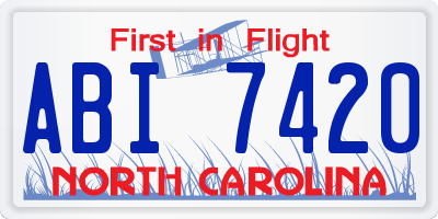 NC license plate ABI7420