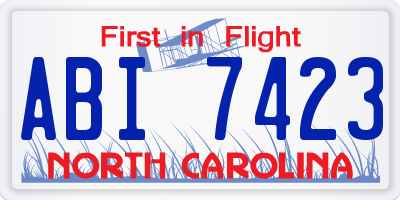 NC license plate ABI7423