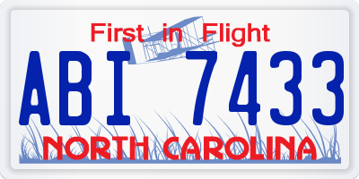 NC license plate ABI7433