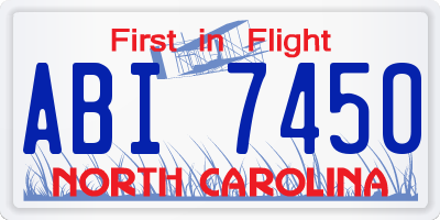 NC license plate ABI7450