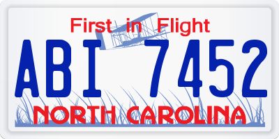 NC license plate ABI7452
