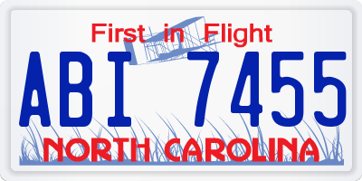 NC license plate ABI7455
