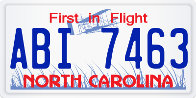 NC license plate ABI7463