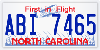 NC license plate ABI7465