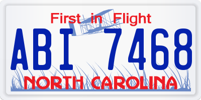 NC license plate ABI7468
