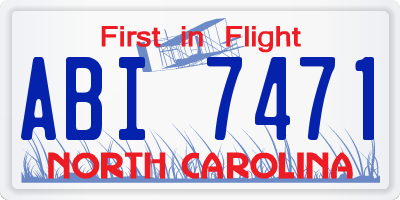 NC license plate ABI7471