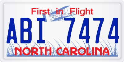 NC license plate ABI7474