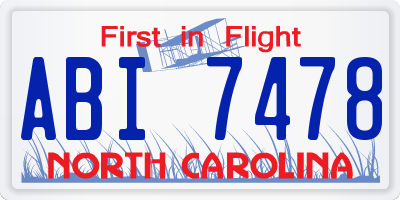 NC license plate ABI7478