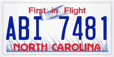 NC license plate ABI7481