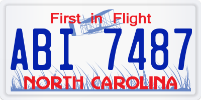 NC license plate ABI7487